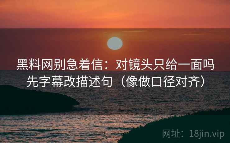 黑料网别急着信：对镜头只给一面吗先字幕改描述句（像做口径对齐）